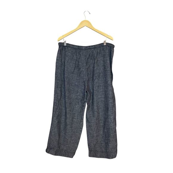 French Laundry Linen Petite XL Charcoal Capri Elastic Waste Pants Lagenlook - Picture 1 of 5